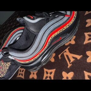 Nike Women’s Air Max 97 Sneakers — Black, Red, Gray with Leopard Accent